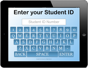 Student Check In kiosk screen two asks for the student id number