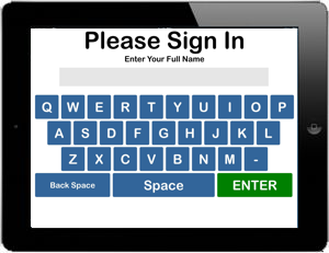 Medical Check In iPad screen shot of patient sign in screen